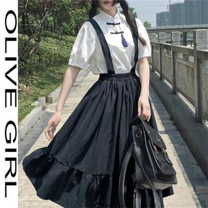 Abiti estivi per le donne Casual Kawaii Fairy Indie Abbigliamento manica corta Strap Maxi Dress Lolita Harajuku Cottagecore Robe 220613