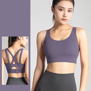 LU-PK02 Kvinnors Sports Underwear Women's New Beautiful Back Cross Justerable Breasted Yoga Bra High STARMENGE SHOCK-SKOFT Fitness Vest Kontrollera storleksdiagrammet