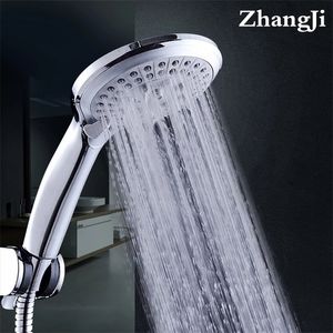 Zhang Ji 5 -lägen Silikon munstycke Duschhuvud Handhammet Rainfall Jet Spray Högtryck Kraftfull kromplätering 220510