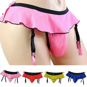 Unterhosen Männer Sexy Slip Mode Rüschen Dekor Tangas Hosenträger Socke Clip Unterwäsche Bottom Shorts Hose Homosexuell Sissy Homo Dessous