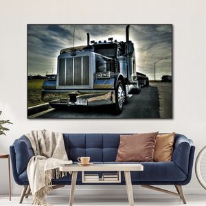トラックモザイク大型シーンキャンバスカーポスタープリントキャンバスの壁アートのリビングルームの装飾のための写真