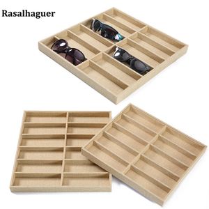 نظارات الأزياء CASES LINEN 6 10 12 GRIDS Sunglasses Display Box Props Jewelry Organizer Tray 220617