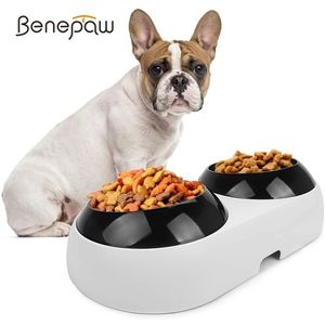 Benepaw güvenli eğimli dayanıklı köpek kasesi dayanıklı antislip silikon pedler su gıda evcil hayvan kase ile stant köpek beslemesi fransız bulldog 210320