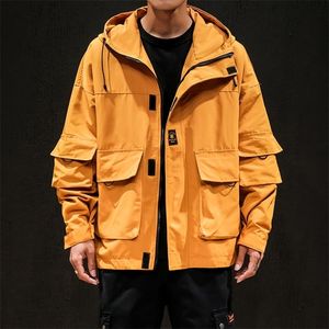 Privathinker Pockets Safari Style Men Jackets 2020 Hip Hop Streetwear Mens Jackor Warm Coat Oversize Yellow Clothes Autumn T200502