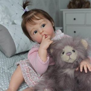 3D -färg hud med ven silikon återfödd babydockleksak för tjej handgjorda 60 cm prinsessan småbarn bebe artist samling 220810