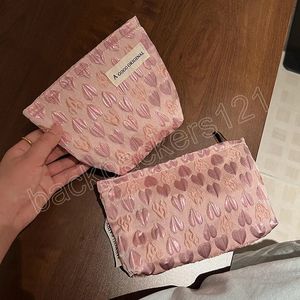 Versão coreana do doce amor tridimensional Small Cosmetic Bag Girl Travel Makeup Storage Bolsa de armazenamento rosa Boas fofas