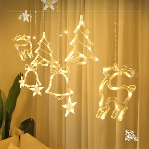 Luzes Post LED Curtain Light Creative Fawn Bells Tree Fairy String Cordas Decoração da Sala de Luz para Casamento Caseiro Casamento 220408