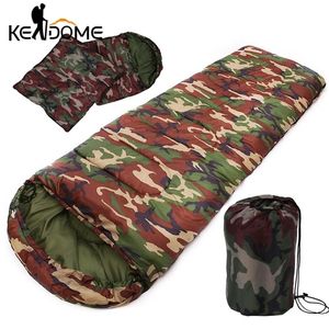 高品質のコットンキャンプ寝袋155Degree Lope Style Army Camouflage Sleepags Outdoor Sports XA278D 220524