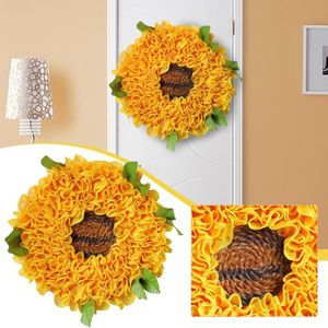 Flores decorativas grinaldas de inverno Decoração da porta da frente BOMWOOD AMARELO FLOR FLORING BALL BOLA DE FOAM 24 polegadas Anel de espuma bem -vindo ao YourDecor