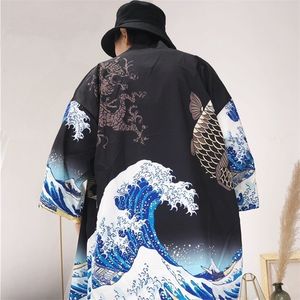 Kimono cardigan men Japanese obi male yukata s haori samurai clothing traditional ZZ0003 LJ200826