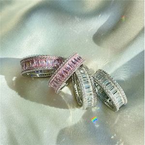 2022 Luxury Real 925 Sterling Silver Princess rings Cubic Zirconia ring Size 5-10 Designer Jewelry Engagement Wedding Bride Ring