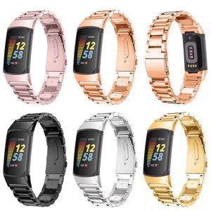 Stainless Steel Watchband Bracelet Wrist Strap Belt Loop Wristband Sport Women Men Metal Straps For Fitbit Charge 5 Activity Tracker Charge5 Smart Watch Band