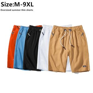 Men's Shorts Orange White Male Plus Oversized 9XL 8XL 7XL 6XL Summer Black Casual Cotton Loose Straight Thin Men Beach Half TrousersMen's