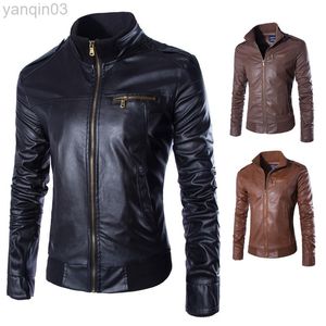 Icclek Autumn and Winter New Men Leather Jackets Washed Motorcycle Men Leather Jackets New Fashion Men ClothingL220801