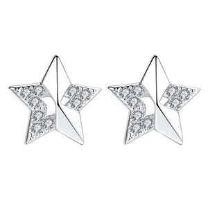 Brincos de prata Micro Inlaid Crystal Crystal Fiveled Stud Brincos Mulheres Pequenas Jóias de Casamento de Luxo Cute de Banquetes