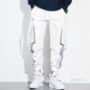 2022-MEN's Pants Casual Hiphop Streetwear Men Cargo Korean Fashion Harem Pockets Bekväm lättande byxa för Malemen's