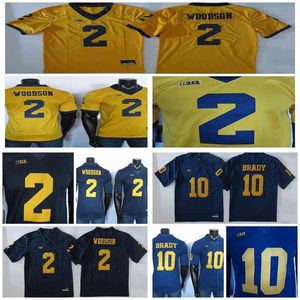 2019 College Football Jersey Tom Brady Jersey Charles Woodson Rare Michigan Wolverines Jerseys Yellow Blue 15TH Patch