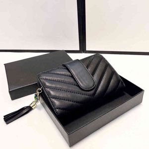Klassische Vintage Brieftasche Unisex Taschen Leder Luxus Designer Marke Geldbörsen Quaste Dekoration Kartenhalter 220325