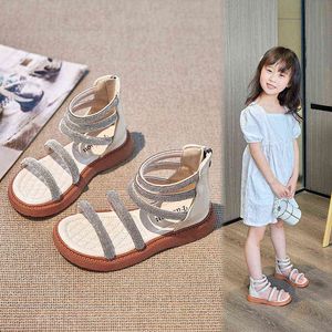 Elegant Party Kids Sandales Rome For Girls Summer Beach Shoe for Toddlers 2022 Baby Girl Sandals Fashion Fashion Righestones Shoe G220523
