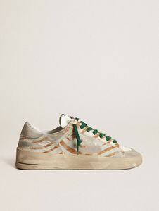 Sole Dirty Shoes Designer Luxury Italian Vintage Handmade Stardan LTD Sneakers Grey and Brown Zebra Print Light Grey Suede Heel Tag