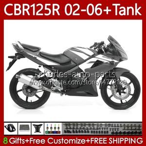 + Cobertura de tanque para Honda CBR-125 CBR 125 R CC 125R 2002-2006 Bodywork 124No.145 CBR-125R 125cc Gray Branco CBR125R 02 03 04 05 06 CBR125RR 2002 2003 2004 2006 Fairing OEM