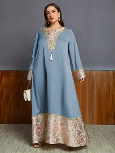 Plus Size Dresses Women's Abaya Casual Arabia Wear Fashion Party Ankle-Length Print DressPlus