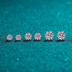 Stud alta calidad plata 925 prueba de diamante Original pasado Total 0,6-2 quilates D Color Moissanite pendientes en forma de copo de nieve para mujer