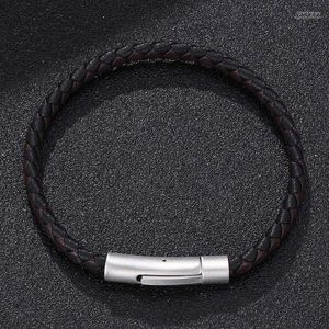 Man kvinnor mode smycken flätat läder rep armband rostfritt stål snaps handgjorda vintage armband för män armband inte22