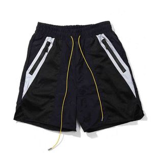 Дизайнер Rhude Shorts серого цвета Мужчины Женщины отражающий эффект Руд внутри Tag US/EU Размер негабаритного колена UK X1116 Высококачественное 001