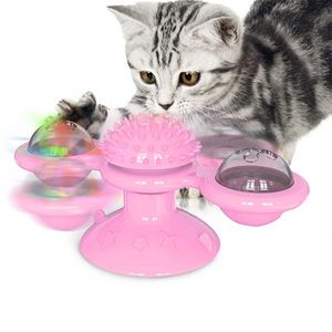 Windmill Cat Toys Puzzle Whirling Turntable z szczotką grę grę zabawki wiatrak Kitten Interactive Tickle Toys Pet Supplies T200720