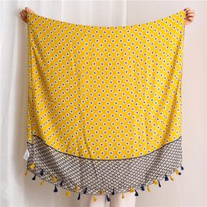 Ethnic Summer Thin Print Beach Travel Scarf Women Tassel Fringed Shawl Seaside Holiday Sunscreen 180 90cm