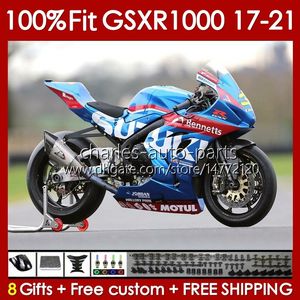 Corpo de injeção para Suzuki Blue Stock GSXR-1000 K17 GSXR 1000 CC 17-21 Bodywork 146NO.2 1000CC GSXR1000 17 18 19 20 21 GSX-R1000 2017 2018 2019 2020 2021 OEM Fairing Kit