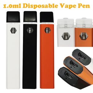 1.0ml Disposable Vape Pen Thick Oil Pod USB Rechargeable 280mah Battery Customized Disposable E Cigarettes Starter Kits Packaging Empty Black White Color Vaporizer