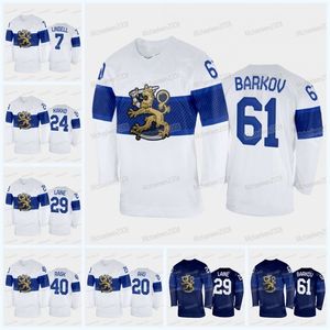 MitNess MitNess Team Finland 2022 Beijing Winter Hockey Jersey Aleksander Barkov Tuukka Rask Juuse Saros Patrik Laine Kaapo Kakko Aho Esa Lindell