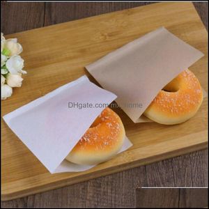 Hediye sargısı 100pcs/paket 12x12cm bisküvi çörek kağıt torbalar yağlı ekmek zanaat fırın fırınlama kraft sandviç çörek çanta damla teslimat 2