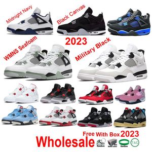 2024 gezüchtete neu interpretierte 4 Wmns Seafoam 4s ​​Militär Schwarze Basketballschuhe Männer Frauen Midnight Navy Leinwand Infrarot -Sneaker Noir mit Box Fire Red Oreo Segel Thunder Neon