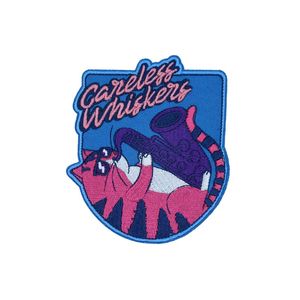 Unachtsame Schnurrhaarer Katze mit Saxophonnähungen Sticke Patches Cartoon Tiere Eisen für Kleidung Custom Patch Patch