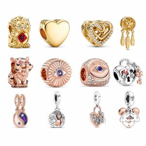 925 Sterling Silver Beads Mouse Design And Love Heart Series Charm Fit Pandora Bracelet or Necklace Pendants Lady Gift Wholesale