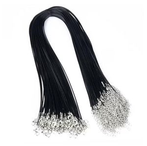 100 Pcs Lot 1.5MM 2MM Black Wax Leather Snake Necklace Cord String Rope Wire Chain For DIY jewelry Making 45-80cm