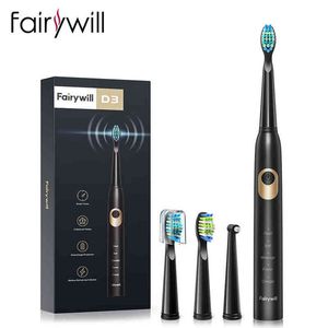 Fairywill Electric Toothbrush Sonic D3 USB Charge Toothbrushes Waterproof Low Battery Indicator Brushes Replacement Heads