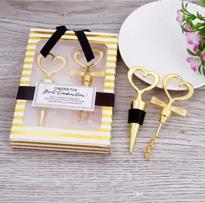 Gold Wine opener Sprosper Love Set Подарочная коробка Элегантный сердечный в форме бутылки открывает штопор Шампанское Валентина Свадьба Свадебные подарки Party Fare Pro232