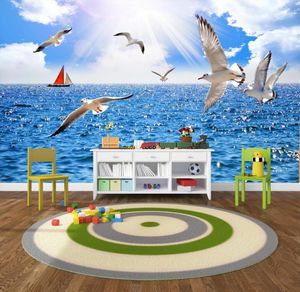 HD 3d wallpaper Stereoscopic Background room decor Living Room Bedroom seagull sea Custom Mural Wallpapers pegatinas de pared modern style