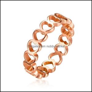 Eheringe Schmuck Verlobungsring Herz Weibliche Rose Gold Farbe Edelstahl Größe 6 7 8 Drop Lieferung 2021 T5Fxt