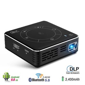 3d العارض الروبوت 9.0 واي فاي بلوتوث فك شفرة 4K نشط اللمس المحمولة dlp العارض السينما رياضة 3000mAh بطارية كبيرة c99