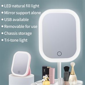 LED LED Makeup Makeup Mirror Storage LED Face Touch Touch Dimmer USB الغرور الخلفي الجدول التجميلي 220509