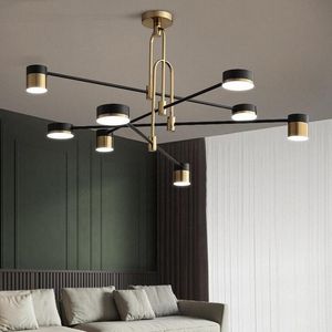 Lampade a sospensione Lampadario in ferro metallo nero oro per la decorazione del soggiorno domestico Stile nordico 4/6/8 teste Plafoniera sospesa IndustrialPend