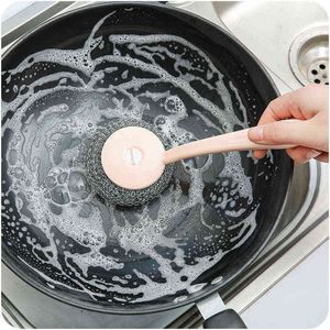 Long Handle Wire Ball Brush Pan Cleaning Dish Handles Washing Brushes Stainless Steel Hanging Brushs Kitchen Tools VTM TL1037