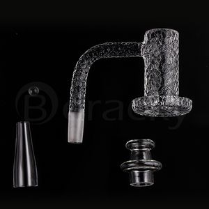 DHL Sandblasted Smoking Quartz Banger mmod Beveled Edge Nails Charmer Kit Carving Mönster med Cap Carb Cone PC Pearl For Glass Water Bongs Dab Rigs