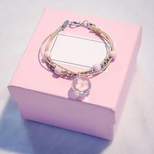 Link Chain Crystal Transparency Glass Ball and Armband Flower Charms Armband Original smycken Tillbehör Kent22