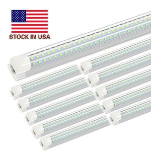 JESLED 8FT LED Tubes D Shaped 4ft 8Feet T8 Integrated Tube Cooler Door Double Sides 3 Rows 120W Fluorescent Light Side MountUltra Bright Cold White Shop Lights